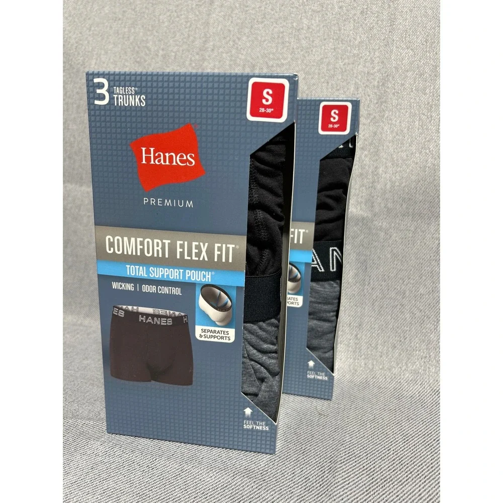 LOT of 2!! Total Hanes Mens Comfort Flex Fit Total Support Pouch Trunk Small